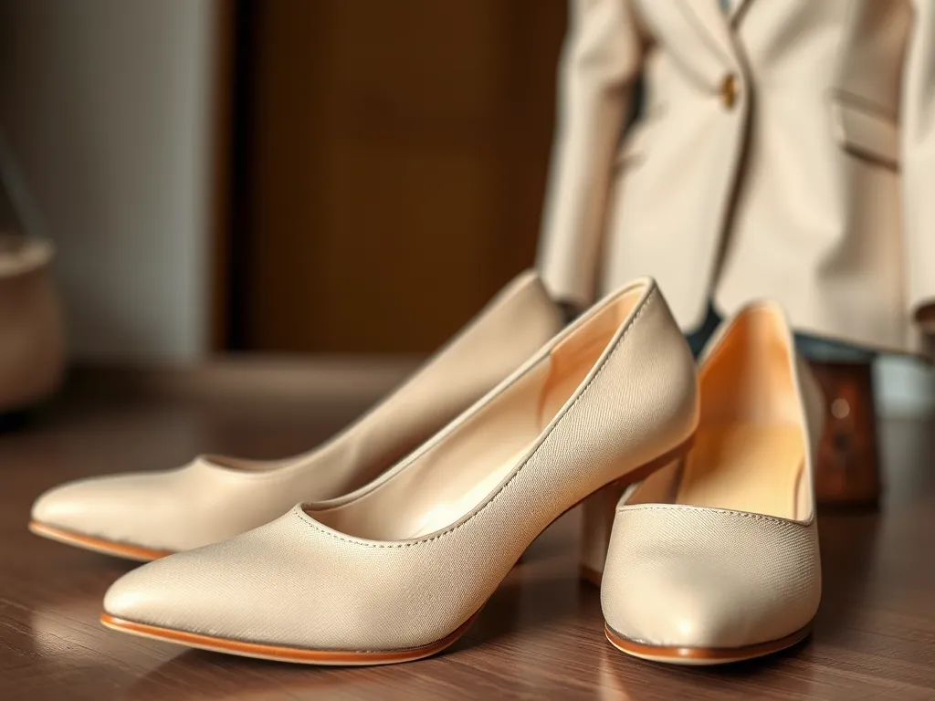 Jakie buty do beżowego garnituru damskiego?