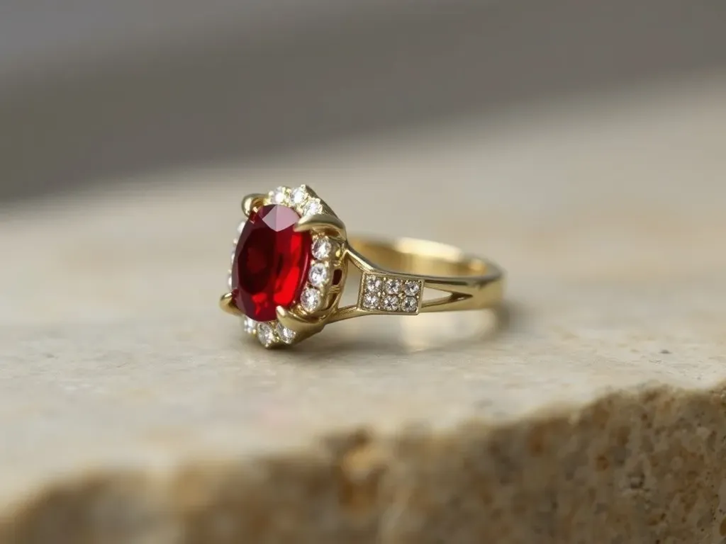 Złote pierścionki z rubinem